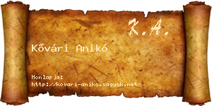 Kővári Anikó névjegykártya